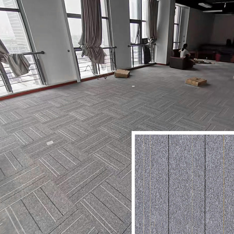 Modern Carpet Floor Tile Self Adhesive Level Loop Fade Resistant Carpet Tile Light Gray Striped Clearhalo 'Carpet Tiles & Carpet Squares' 'carpet_tiles_carpet_squares' 'Flooring 'Home Improvement' 'home_improvement' 'home_improvement_carpet_tiles_carpet_squares' Walls and Ceiling' 7184848