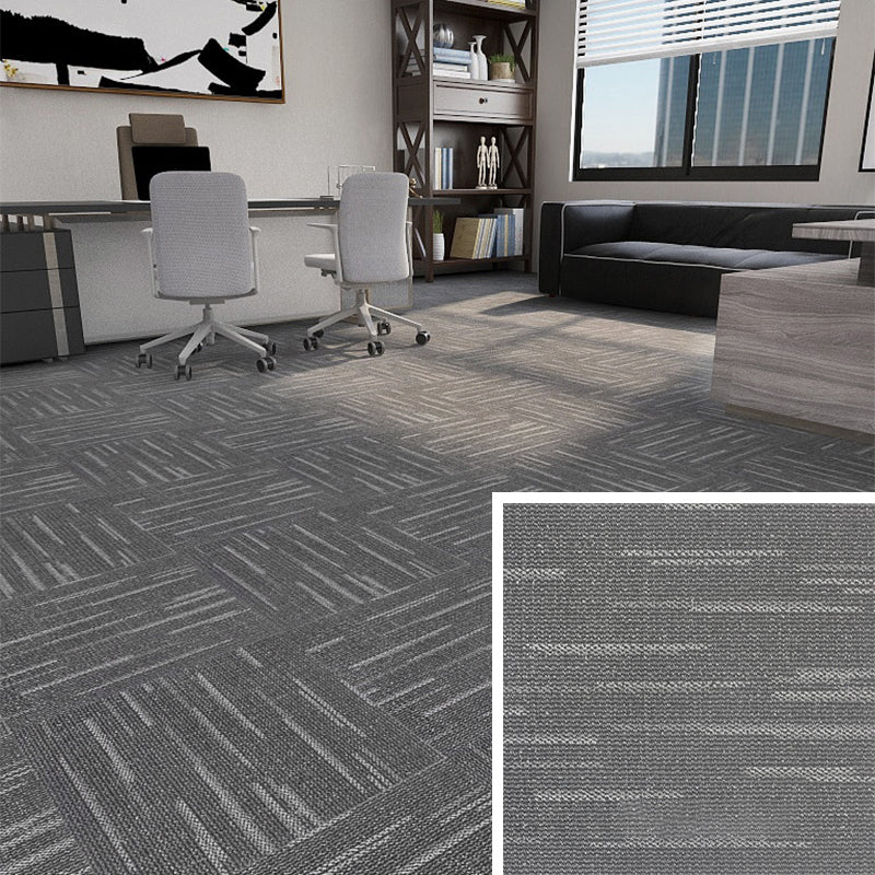 Modern Carpet Floor Tile Self Adhesive Level Loop Fade Resistant Carpet Tile Gray White Gray Asphalt Clearhalo 'Carpet Tiles & Carpet Squares' 'carpet_tiles_carpet_squares' 'Flooring 'Home Improvement' 'home_improvement' 'home_improvement_carpet_tiles_carpet_squares' Walls and Ceiling' 7184863
