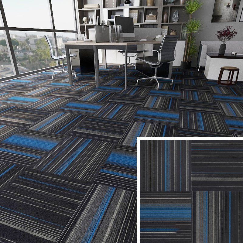 Modern Carpet Floor Tile Self Adhesive Level Loop Fade Resistant Carpet Tile Black-Blue Asphalt Clearhalo 'Carpet Tiles & Carpet Squares' 'carpet_tiles_carpet_squares' 'Flooring 'Home Improvement' 'home_improvement' 'home_improvement_carpet_tiles_carpet_squares' Walls and Ceiling' 7184870