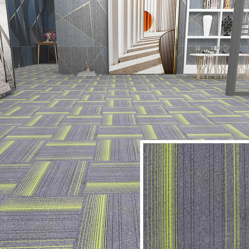 Modern Carpet Floor Tile Self Adhesive Level Loop Fade Resistant Carpet Tile Gray Green Yellow Asphalt Clearhalo 'Carpet Tiles & Carpet Squares' 'carpet_tiles_carpet_squares' 'Flooring 'Home Improvement' 'home_improvement' 'home_improvement_carpet_tiles_carpet_squares' Walls and Ceiling' 7184871