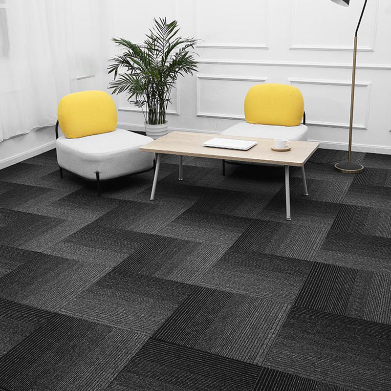 Indoor Carpet Tiles Level Loop Carpet Tiles with Fire Resistant Light Gray-Black 40-Piece Set Vinyl Clearhalo 'Carpet Tiles & Carpet Squares' 'carpet_tiles_carpet_squares' 'Flooring 'Home Improvement' 'home_improvement' 'home_improvement_carpet_tiles_carpet_squares' Walls and Ceiling' 7185065