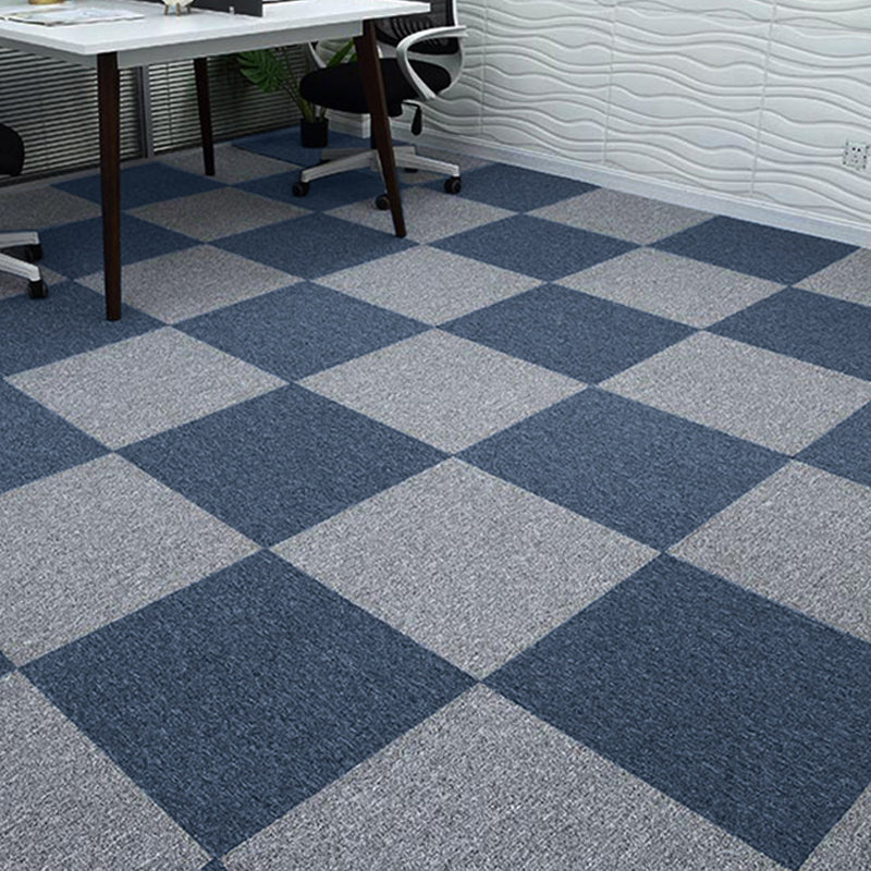 Indoor Carpet Tiles Level Loop Carpet Tiles with Fire Resistant Blue Plaid 40-Piece Set Clearhalo 'Carpet Tiles & Carpet Squares' 'carpet_tiles_carpet_squares' 'Flooring 'Home Improvement' 'home_improvement' 'home_improvement_carpet_tiles_carpet_squares' Walls and Ceiling' 7185068