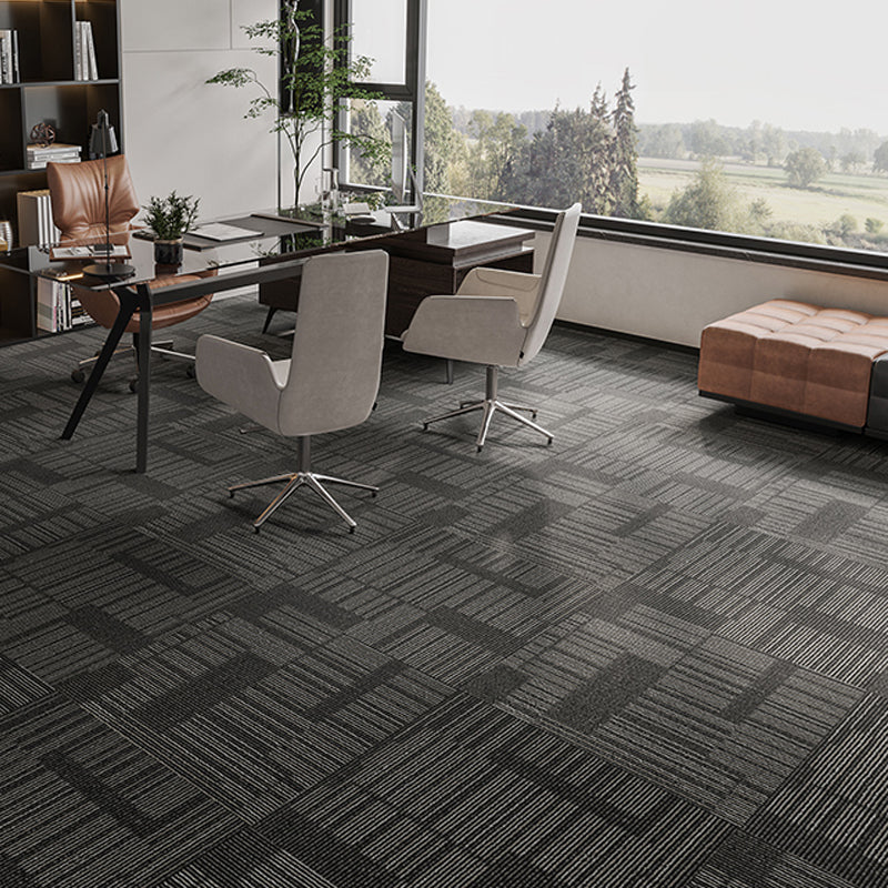 Indoor Carpet Tiles Level Loop Carpet Tiles with Fire Resistant Light Gray-Black 40-Piece Set Asphalt Clearhalo 'Carpet Tiles & Carpet Squares' 'carpet_tiles_carpet_squares' 'Flooring 'Home Improvement' 'home_improvement' 'home_improvement_carpet_tiles_carpet_squares' Walls and Ceiling' 7185074