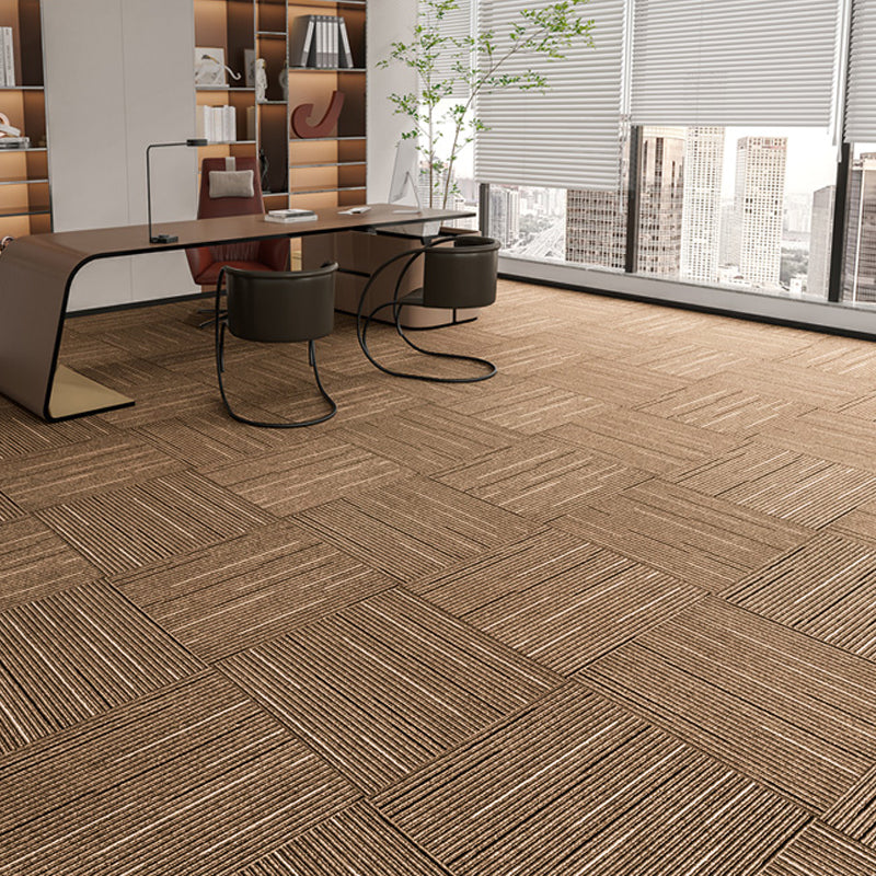 Indoor Carpet Tiles Level Loop Carpet Tiles with Fire Resistant Khaki 40-Piece Set Clearhalo 'Carpet Tiles & Carpet Squares' 'carpet_tiles_carpet_squares' 'Flooring 'Home Improvement' 'home_improvement' 'home_improvement_carpet_tiles_carpet_squares' Walls and Ceiling' 7185078