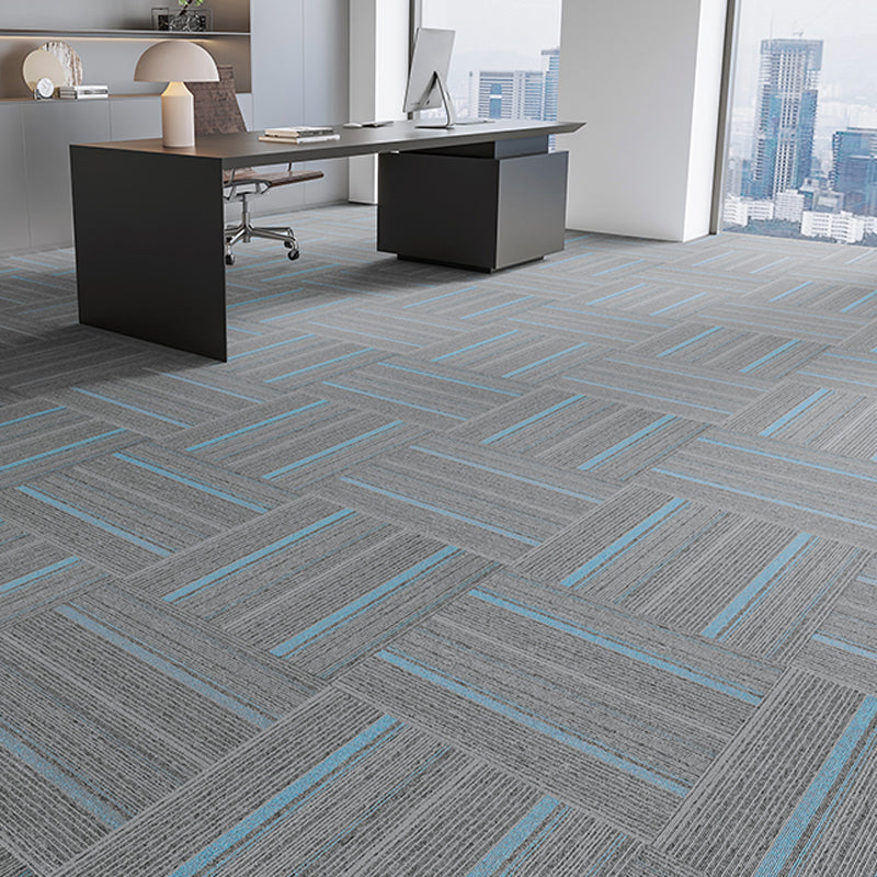 Indoor Carpet Tiles Level Loop Carpet Tiles with Fire Resistant Grey/Blue 40-Piece Set Clearhalo 'Carpet Tiles & Carpet Squares' 'carpet_tiles_carpet_squares' 'Flooring 'Home Improvement' 'home_improvement' 'home_improvement_carpet_tiles_carpet_squares' Walls and Ceiling' 7185082