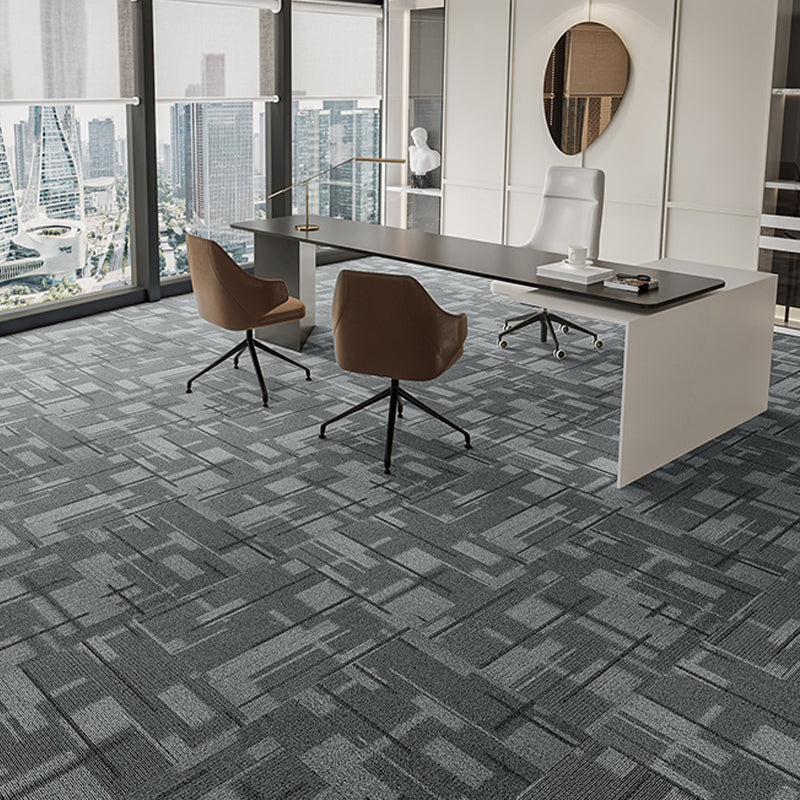 Indoor Carpet Tiles Level Loop Carpet Tiles with Fire Resistant Heather Gray 40-Piece Set Asphalt Clearhalo 'Carpet Tiles & Carpet Squares' 'carpet_tiles_carpet_squares' 'Flooring 'Home Improvement' 'home_improvement' 'home_improvement_carpet_tiles_carpet_squares' Walls and Ceiling' 7185087