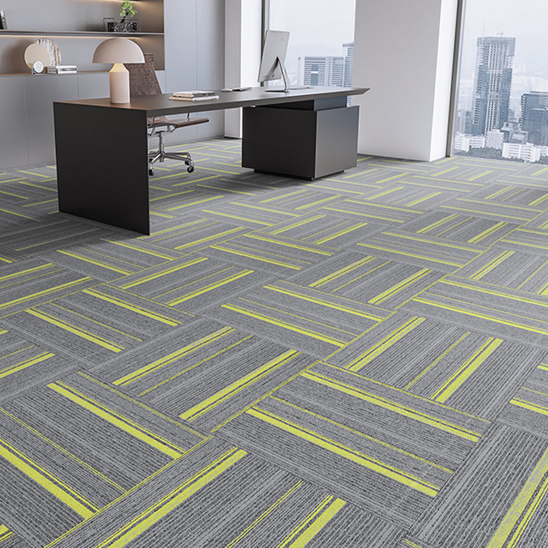 Indoor Carpet Tiles Level Loop Carpet Tiles with Fire Resistant Lemon Yellow 40-Piece Set Clearhalo 'Carpet Tiles & Carpet Squares' 'carpet_tiles_carpet_squares' 'Flooring 'Home Improvement' 'home_improvement' 'home_improvement_carpet_tiles_carpet_squares' Walls and Ceiling' 7185089