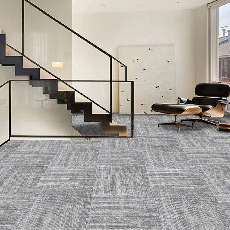 Indoor Carpet Tiles Level Loop Carpet Tiles with Fire Resistant White-Gray 40-Piece Set Clearhalo 'Carpet Tiles & Carpet Squares' 'carpet_tiles_carpet_squares' 'Flooring 'Home Improvement' 'home_improvement' 'home_improvement_carpet_tiles_carpet_squares' Walls and Ceiling' 7185096