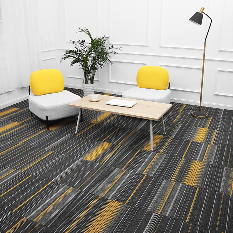 Indoor Carpet Tiles Level Loop Carpet Tiles with Fire Resistant Yellow Black 40-Piece Set Clearhalo 'Carpet Tiles & Carpet Squares' 'carpet_tiles_carpet_squares' 'Flooring 'Home Improvement' 'home_improvement' 'home_improvement_carpet_tiles_carpet_squares' Walls and Ceiling' 7185099
