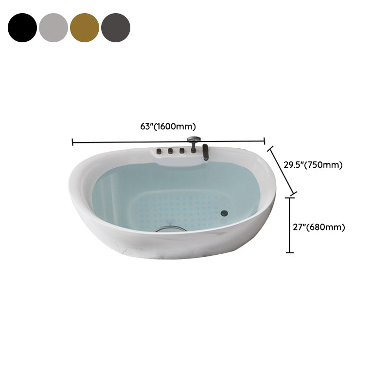 Acrylic Freestanding Bathtub Oval Modern Back to Wall Soaking Bath Clearhalo 'Bathroom Remodel & Bathroom Fixtures' 'Bathtubs' 'Home Improvement' 'home_improvement' 'home_improvement_bathtubs' 'Showers & Bathtubs' 7185345