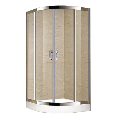 Silver Framed Shower Doors Double Sliding Clear Shower Bath Door Clearhalo 'Bathroom Remodel & Bathroom Fixtures' 'Home Improvement' 'home_improvement' 'home_improvement_shower_tub_doors' 'Shower and Tub Doors' 'shower_tub_doors' 'Showers & Bathtubs' 7187902