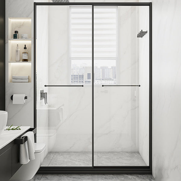 Transparent Tempered Shower Bath Door Double Sliding Framed Shower Doors Black Clearhalo 'Bathroom Remodel & Bathroom Fixtures' 'Home Improvement' 'home_improvement' 'home_improvement_shower_tub_doors' 'Shower and Tub Doors' 'shower_tub_doors' 'Showers & Bathtubs' 7187914