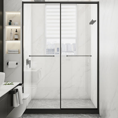 Transparent Tempered Shower Bath Door Double Sliding Framed Shower Doors Black Clearhalo 'Bathroom Remodel & Bathroom Fixtures' 'Home Improvement' 'home_improvement' 'home_improvement_shower_tub_doors' 'Shower and Tub Doors' 'shower_tub_doors' 'Showers & Bathtubs' 7187914