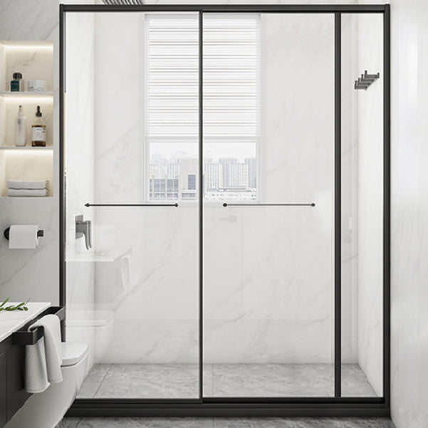 Transparent Tempered Shower Bath Door Double Sliding Framed Shower Doors Black Clearhalo 'Bathroom Remodel & Bathroom Fixtures' 'Home Improvement' 'home_improvement' 'home_improvement_shower_tub_doors' 'Shower and Tub Doors' 'shower_tub_doors' 'Showers & Bathtubs' 7187916
