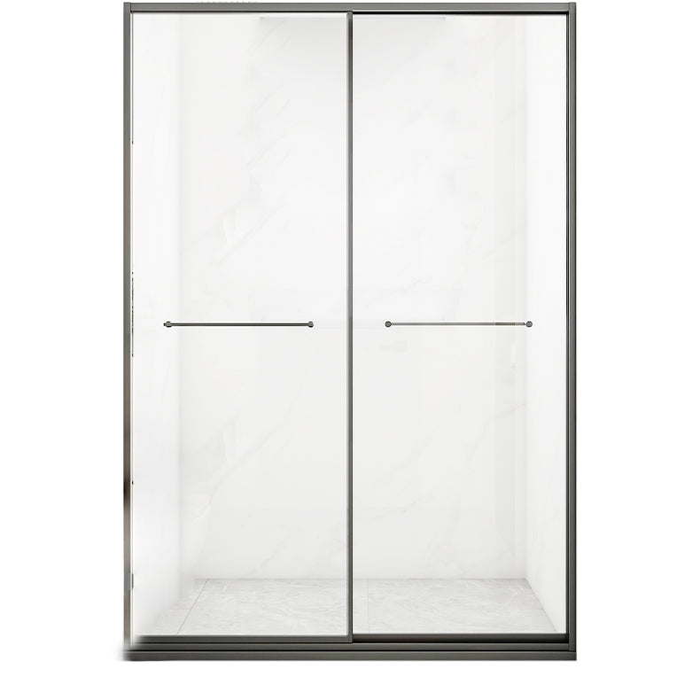 Transparent Tempered Shower Bath Door Double Sliding Framed Shower Doors Gun Grey Clearhalo 'Bathroom Remodel & Bathroom Fixtures' 'Home Improvement' 'home_improvement' 'home_improvement_shower_tub_doors' 'Shower and Tub Doors' 'shower_tub_doors' 'Showers & Bathtubs' 7187919