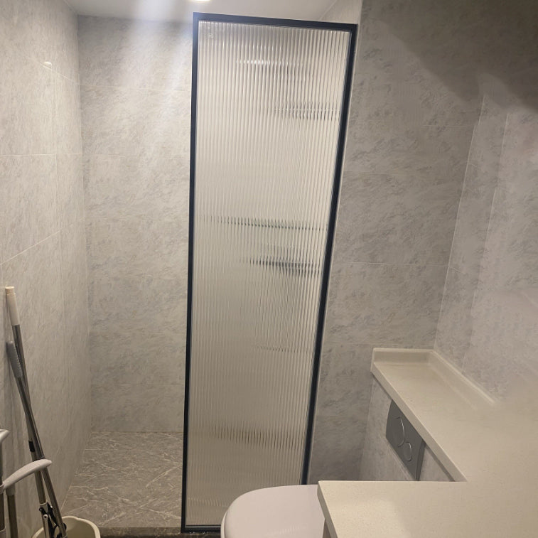Black Full Frame Fixed Shower Screen Half Partition Shower Door Clearhalo 'Bathroom Remodel & Bathroom Fixtures' 'Home Improvement' 'home_improvement' 'home_improvement_shower_tub_doors' 'Shower and Tub Doors' 'shower_tub_doors' 'Showers & Bathtubs' 7187966