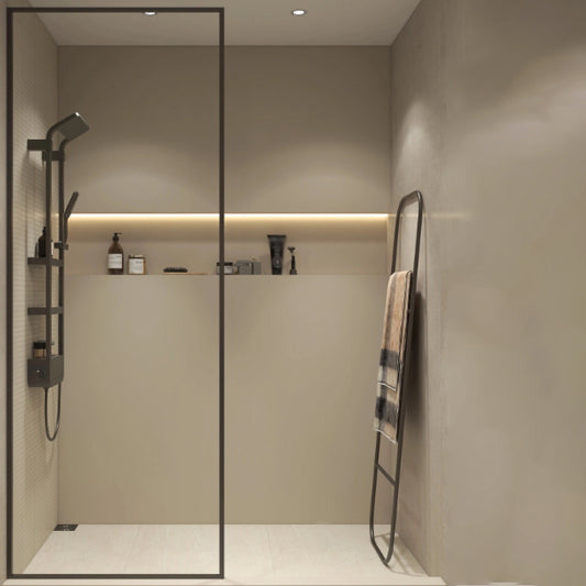 Black Full Frame Fixed Shower Screen Half Partition Shower Door Clearhalo 'Bathroom Remodel & Bathroom Fixtures' 'Home Improvement' 'home_improvement' 'home_improvement_shower_tub_doors' 'Shower and Tub Doors' 'shower_tub_doors' 'Showers & Bathtubs' 7187973