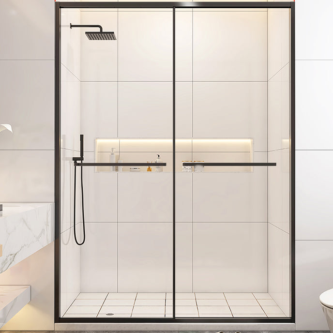 Double Sliding Glass Shower Door Stainless Steel Narrow Frame Shower Screen Clearhalo 'Bathroom Remodel & Bathroom Fixtures' 'Home Improvement' 'home_improvement' 'home_improvement_shower_tub_doors' 'Shower and Tub Doors' 'shower_tub_doors' 'Showers & Bathtubs' 7187979