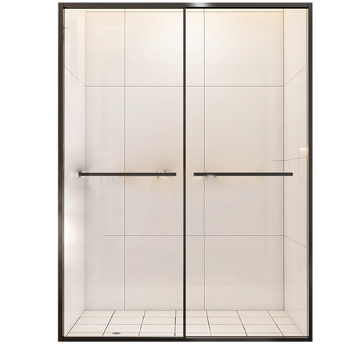 Double Sliding Glass Shower Door Stainless Steel Narrow Frame Shower Screen Black Clearhalo 'Bathroom Remodel & Bathroom Fixtures' 'Home Improvement' 'home_improvement' 'home_improvement_shower_tub_doors' 'Shower and Tub Doors' 'shower_tub_doors' 'Showers & Bathtubs' 7187981