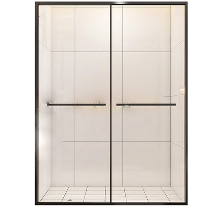 Double Sliding Glass Shower Door Stainless Steel Narrow Frame Shower Screen Black Clearhalo 'Bathroom Remodel & Bathroom Fixtures' 'Home Improvement' 'home_improvement' 'home_improvement_shower_tub_doors' 'Shower and Tub Doors' 'shower_tub_doors' 'Showers & Bathtubs' 7187981