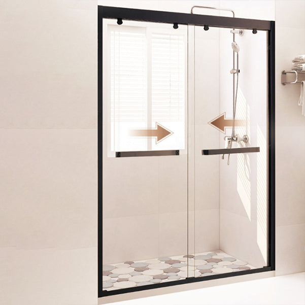 Semi Frameless Double Sliding Shower Door Tempered Glass Shower Screen Clearhalo 'Bathroom Remodel & Bathroom Fixtures' 'Home Improvement' 'home_improvement' 'home_improvement_shower_tub_doors' 'Shower and Tub Doors' 'shower_tub_doors' 'Showers & Bathtubs' 7187996