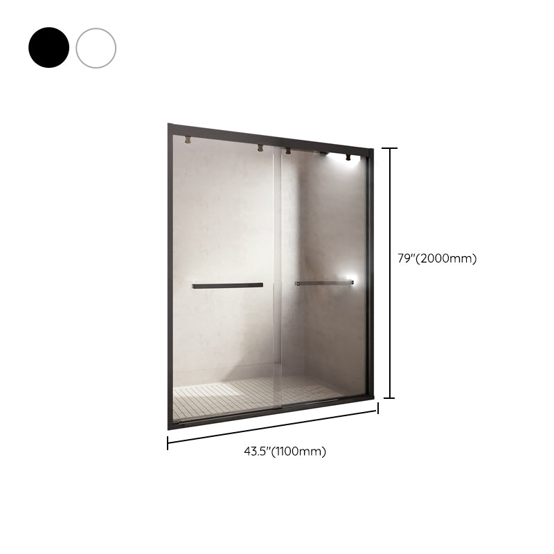 Semi Frameless Double Sliding Shower Door Tempered Glass Shower Screen Clearhalo 'Bathroom Remodel & Bathroom Fixtures' 'Home Improvement' 'home_improvement' 'home_improvement_shower_tub_doors' 'Shower and Tub Doors' 'shower_tub_doors' 'Showers & Bathtubs' 7188006