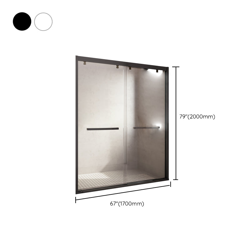 Semi Frameless Double Sliding Shower Door Tempered Glass Shower Screen Clearhalo 'Bathroom Remodel & Bathroom Fixtures' 'Home Improvement' 'home_improvement' 'home_improvement_shower_tub_doors' 'Shower and Tub Doors' 'shower_tub_doors' 'Showers & Bathtubs' 7188011