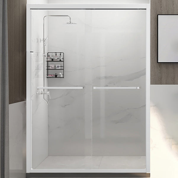 Semi Frameless Double Sliding Shower Door Clear Glass Shower Screen Clearhalo 'Bathroom Remodel & Bathroom Fixtures' 'Home Improvement' 'home_improvement' 'home_improvement_shower_tub_doors' 'Shower and Tub Doors' 'shower_tub_doors' 'Showers & Bathtubs' 7188016