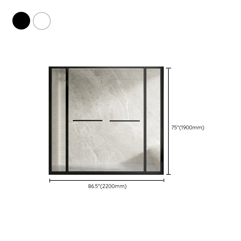 Semi Frameless Double Sliding Shower Door Clear Glass Shower Screen Clearhalo 'Bathroom Remodel & Bathroom Fixtures' 'Home Improvement' 'home_improvement' 'home_improvement_shower_tub_doors' 'Shower and Tub Doors' 'shower_tub_doors' 'Showers & Bathtubs' 7188028