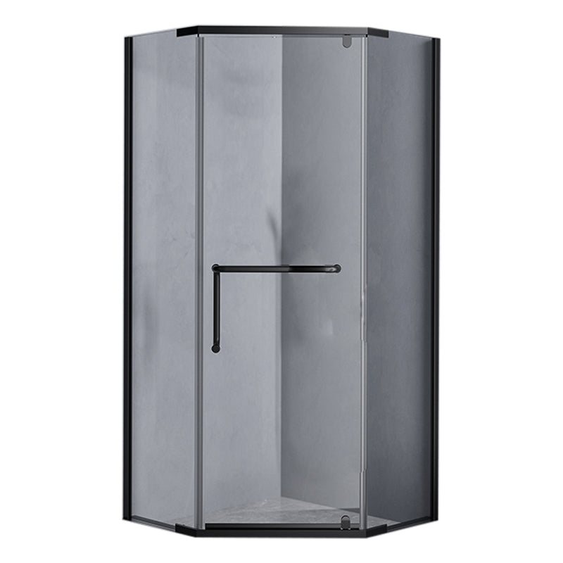 Aluminum Alloy Tempered Glass Shower Door Simple Shower Screen Black 35.4"L x 35.4"W x 78.7"H Right Clearhalo 'Bathroom Remodel & Bathroom Fixtures' 'Home Improvement' 'home_improvement' 'home_improvement_shower_tub_doors' 'Shower and Tub Doors' 'shower_tub_doors' 'Showers & Bathtubs' 7188032