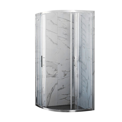 Aluminum Alloy Tempered Glass Shower Door Simple Shower Screen Silver 35"L x 39"W x 79"H Left