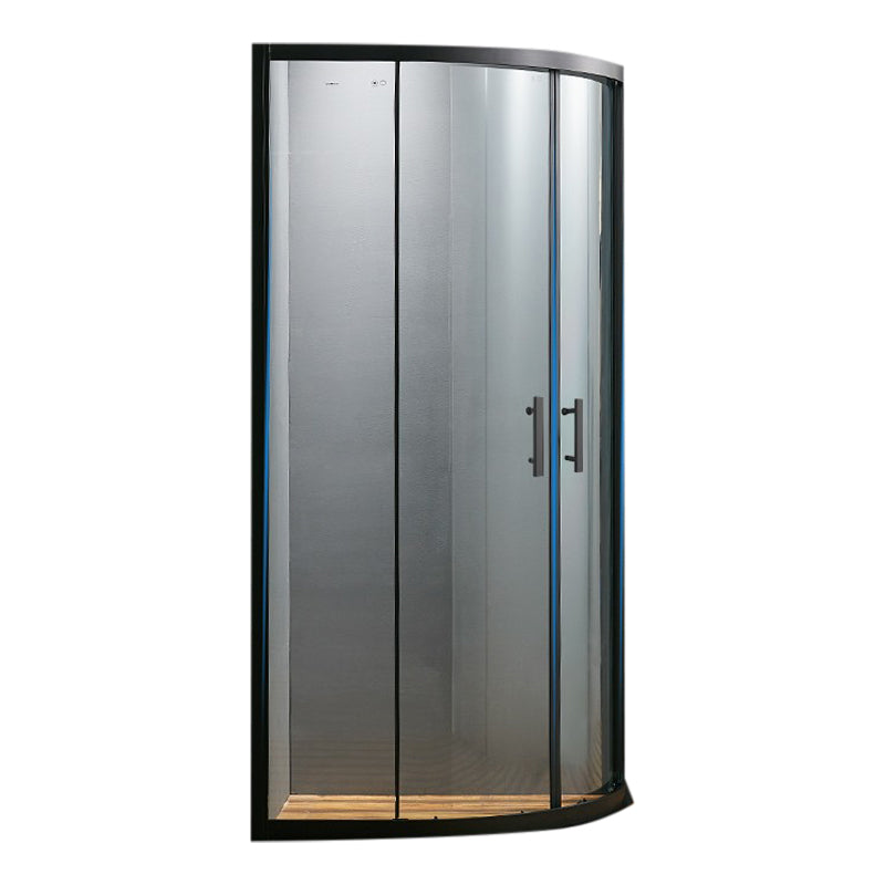 Aluminum Alloy Tempered Glass Shower Door Simple Shower Screen Black 39.4"L x 39.4"W x 78.7"H Symmetrical Clearhalo 'Bathroom Remodel & Bathroom Fixtures' 'Home Improvement' 'home_improvement' 'home_improvement_shower_tub_doors' 'Shower and Tub Doors' 'shower_tub_doors' 'Showers & Bathtubs' 7188041