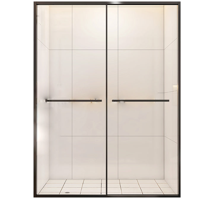 Full Frame Double Sliding Shower Door Clear Glass Shower Screen Black Clearhalo 'Bathroom Remodel & Bathroom Fixtures' 'Home Improvement' 'home_improvement' 'home_improvement_shower_tub_doors' 'Shower and Tub Doors' 'shower_tub_doors' 'Showers & Bathtubs' 7188059