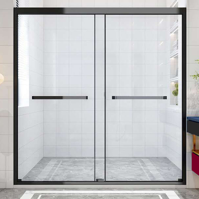 Contemporary Stainless Steel Frame Shower Bath Door Double Sliding Shower Door Clearhalo 'Bathroom Remodel & Bathroom Fixtures' 'Home Improvement' 'home_improvement' 'home_improvement_shower_tub_doors' 'Shower and Tub Doors' 'shower_tub_doors' 'Showers & Bathtubs' 7188135