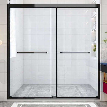 Contemporary Stainless Steel Frame Shower Bath Door Double Sliding Shower Door Clearhalo 'Bathroom Remodel & Bathroom Fixtures' 'Home Improvement' 'home_improvement' 'home_improvement_shower_tub_doors' 'Shower and Tub Doors' 'shower_tub_doors' 'Showers & Bathtubs' 7188135