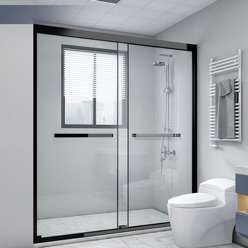 Contemporary Stainless Steel Frame Shower Bath Door Double Sliding Shower Door Clearhalo 'Bathroom Remodel & Bathroom Fixtures' 'Home Improvement' 'home_improvement' 'home_improvement_shower_tub_doors' 'Shower and Tub Doors' 'shower_tub_doors' 'Showers & Bathtubs' 7188137