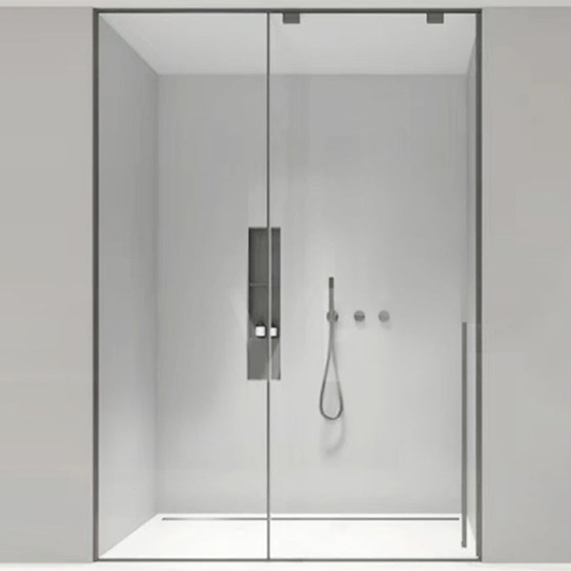 Narrow Full Frame Single Sliding Shower Door Tempered Glass Shower Door Clearhalo 'Bathroom Remodel & Bathroom Fixtures' 'Home Improvement' 'home_improvement' 'home_improvement_shower_tub_doors' 'Shower and Tub Doors' 'shower_tub_doors' 'Showers & Bathtubs' 7188198