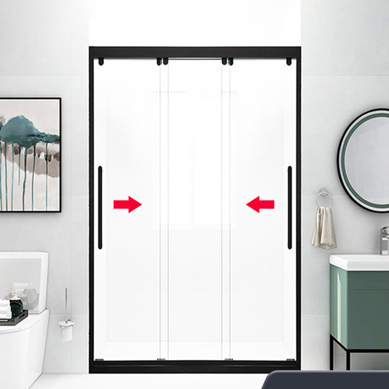 Triple Linkage Double Sliding Shower Door Tempered Glass Shower Door Clearhalo 'Bathroom Remodel & Bathroom Fixtures' 'Home Improvement' 'home_improvement' 'home_improvement_shower_tub_doors' 'Shower and Tub Doors' 'shower_tub_doors' 'Showers & Bathtubs' 7188217
