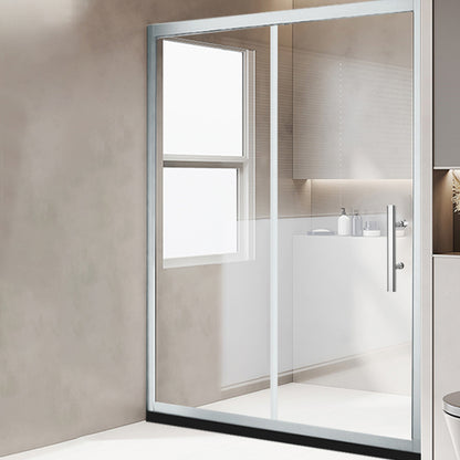 One-shaped Sliding Shower Bath Door Transparent Tempered Glass Shower Door Silver Right Clearhalo 'Bathroom Remodel & Bathroom Fixtures' 'Home Improvement' 'home_improvement' 'home_improvement_shower_tub_doors' 'Shower and Tub Doors' 'shower_tub_doors' 'Showers & Bathtubs' 7188282