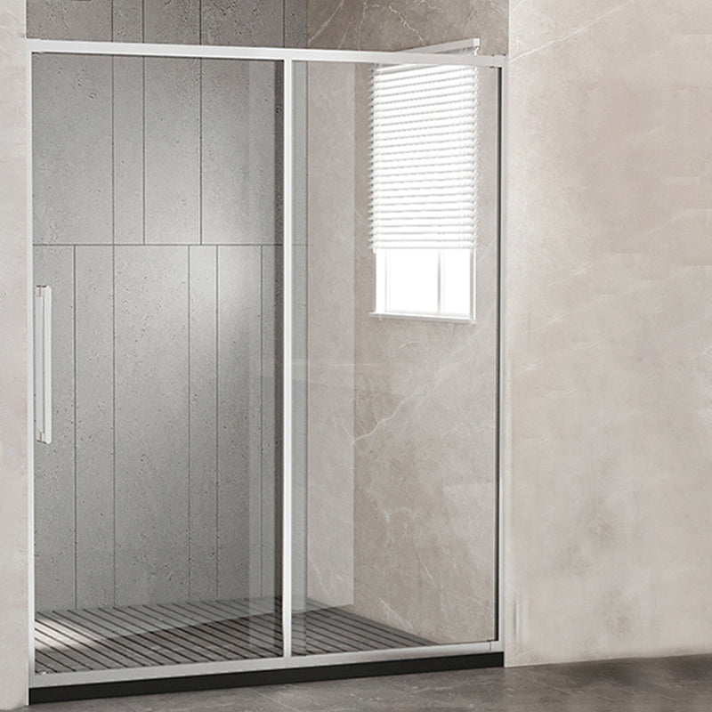 One-shaped Sliding Shower Bath Door Transparent Tempered Glass Shower Door Silver Left Clearhalo 'Bathroom Remodel & Bathroom Fixtures' 'Home Improvement' 'home_improvement' 'home_improvement_shower_tub_doors' 'Shower and Tub Doors' 'shower_tub_doors' 'Showers & Bathtubs' 7188283