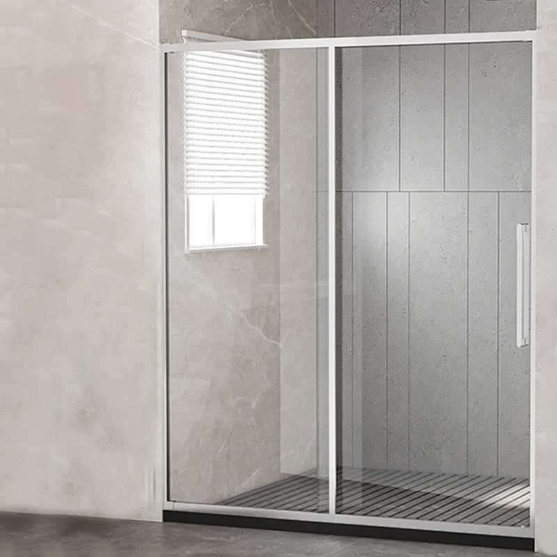 One-shaped Sliding Shower Bath Door Transparent Tempered Glass Shower Door Silver Right Clearhalo 'Bathroom Remodel & Bathroom Fixtures' 'Home Improvement' 'home_improvement' 'home_improvement_shower_tub_doors' 'Shower and Tub Doors' 'shower_tub_doors' 'Showers & Bathtubs' 7188284