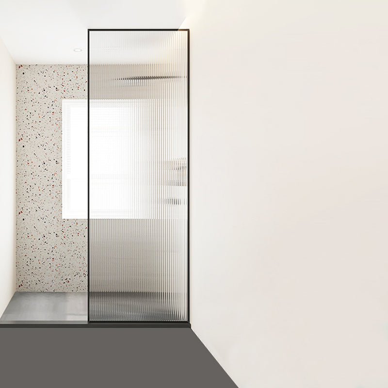 Black Full Frame Fixed Shower Screen Tempered Glass Shower Door Clearhalo 'Bathroom Remodel & Bathroom Fixtures' 'Home Improvement' 'home_improvement' 'home_improvement_shower_tub_doors' 'Shower and Tub Doors' 'shower_tub_doors' 'Showers & Bathtubs' 7188334