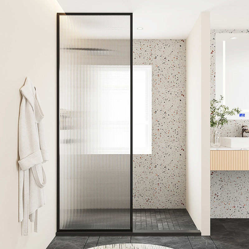 Black Full Frame Fixed Shower Screen Tempered Glass Shower Door Changhong Glass Left Clearhalo 'Bathroom Remodel & Bathroom Fixtures' 'Home Improvement' 'home_improvement' 'home_improvement_shower_tub_doors' 'Shower and Tub Doors' 'shower_tub_doors' 'Showers & Bathtubs' 7188339