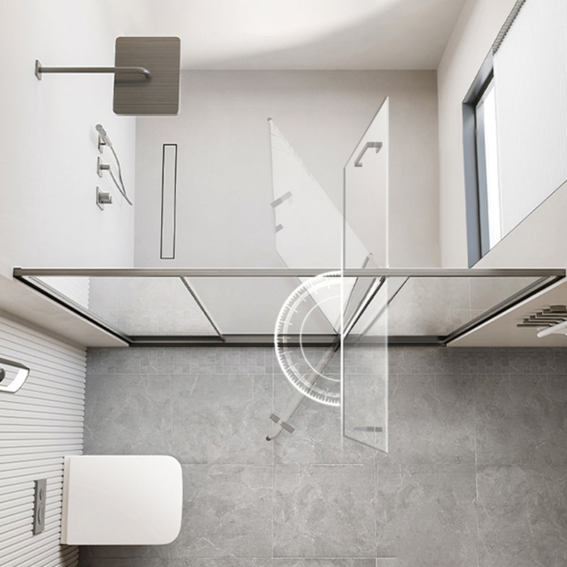 Narrow Edge Full Frame Pivot Shower Door Tempered Glass Shower Door Clearhalo 'Bathroom Remodel & Bathroom Fixtures' 'Home Improvement' 'home_improvement' 'home_improvement_shower_tub_doors' 'Shower and Tub Doors' 'shower_tub_doors' 'Showers & Bathtubs' 7188362