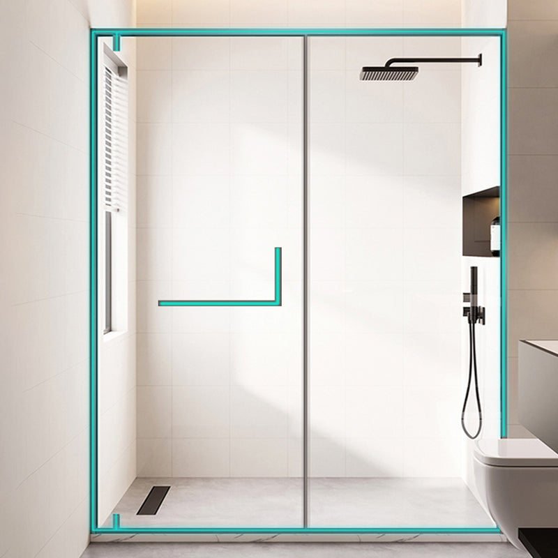 Narrow Edge Full Frame Pivot Shower Door Tempered Glass Shower Door Clearhalo 'Bathroom Remodel & Bathroom Fixtures' 'Home Improvement' 'home_improvement' 'home_improvement_shower_tub_doors' 'Shower and Tub Doors' 'shower_tub_doors' 'Showers & Bathtubs' 7188363