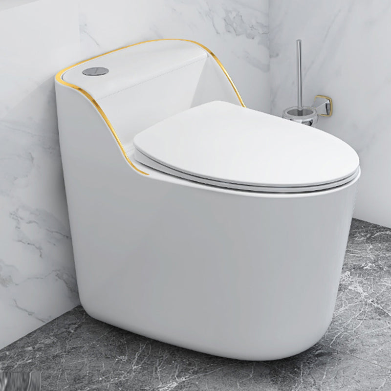Modern Seat Included Flush Toilet One-Piece White Urine Toilet for Bathroom White/ Gold 12" Clearhalo 'Bathroom Remodel & Bathroom Fixtures' 'Home Improvement' 'home_improvement' 'home_improvement_toilets' 'Toilets & Bidets' 'Toilets' 7194704