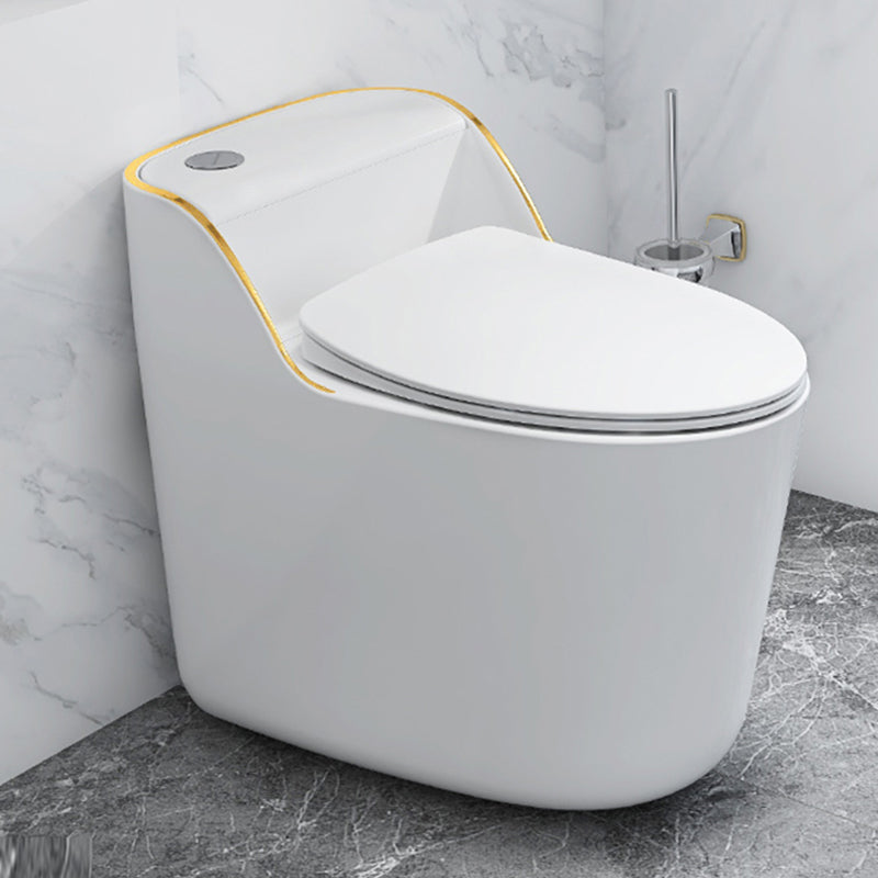 Modern Seat Included Flush Toilet One-Piece White Urine Toilet for Bathroom White Gold 12" Clearhalo 'Bathroom Remodel & Bathroom Fixtures' 'Home Improvement' 'home_improvement' 'home_improvement_toilets' 'Toilets & Bidets' 'Toilets' 7194704
