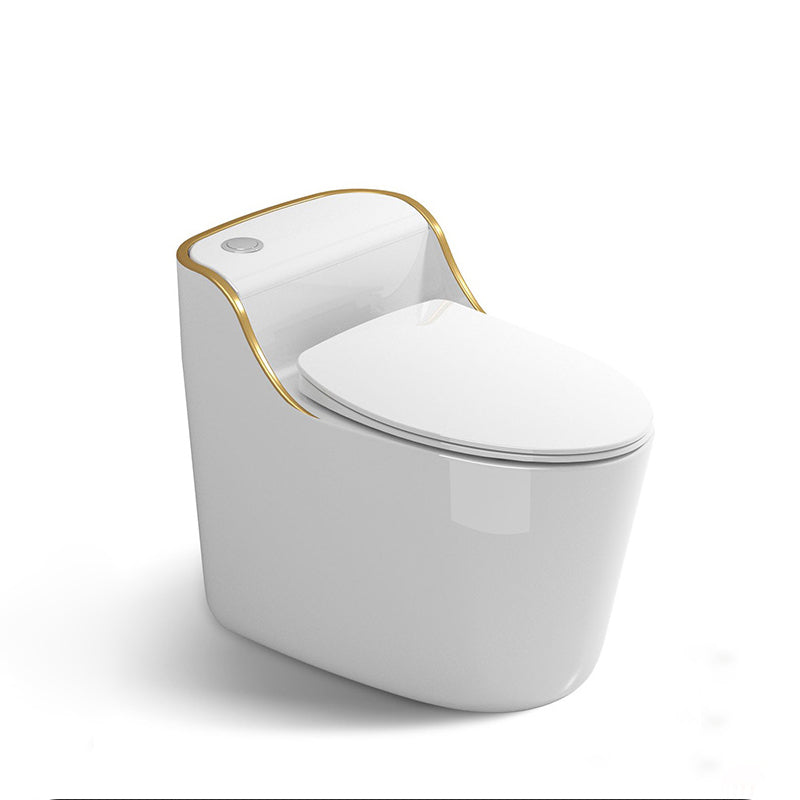 Modern Seat Included Flush Toilet One-Piece White Urine Toilet for Bathroom White/ Gold 16" Clearhalo 'Bathroom Remodel & Bathroom Fixtures' 'Home Improvement' 'home_improvement' 'home_improvement_toilets' 'Toilets & Bidets' 'Toilets' 7194705