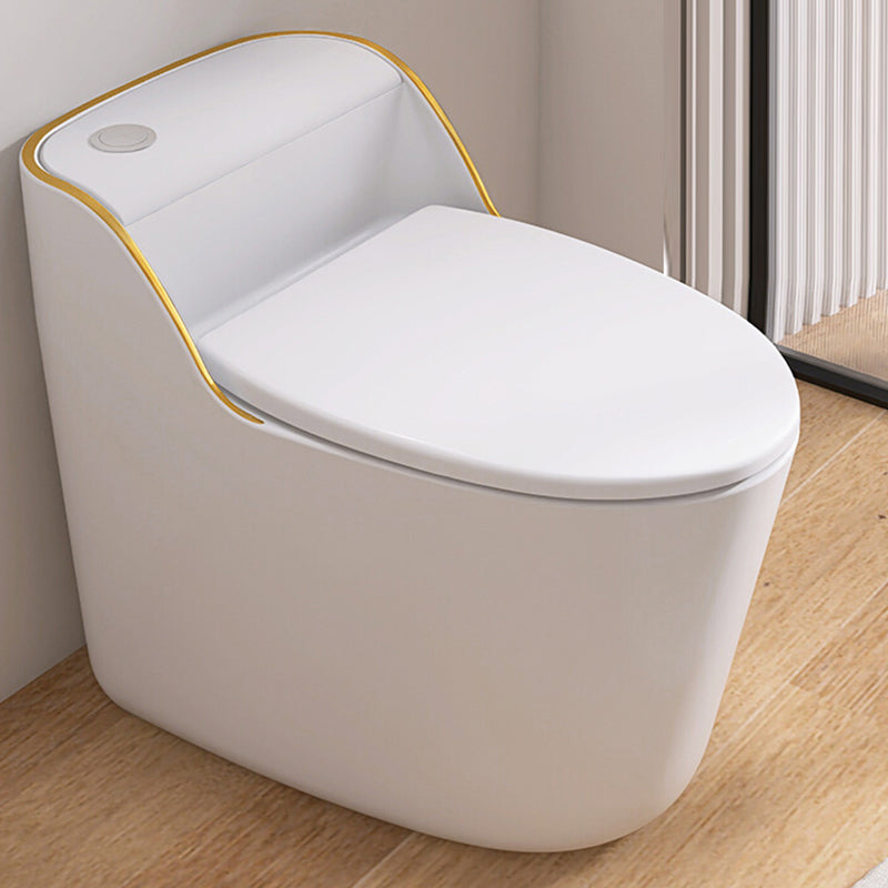 Modern Seat Included Flush Toilet One-Piece White Urine Toilet for Bathroom White/ Gold 14" Clearhalo 'Bathroom Remodel & Bathroom Fixtures' 'Home Improvement' 'home_improvement' 'home_improvement_toilets' 'Toilets & Bidets' 'Toilets' 7194707