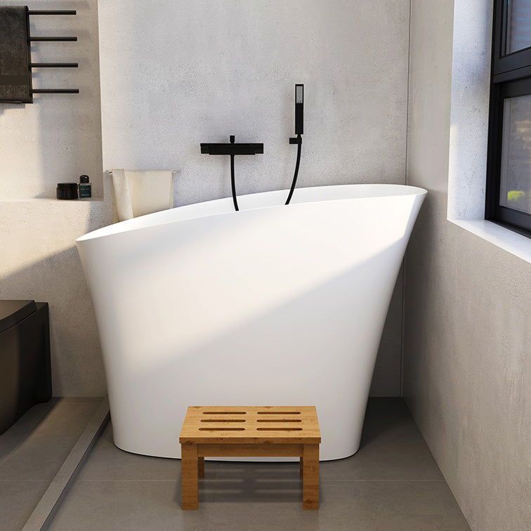 Antique Finish Soaking Oval Bath Stand Alone Modern Bathtub (Stool not Included) Clearhalo 'Bathroom Remodel & Bathroom Fixtures' 'Bathtubs' 'Home Improvement' 'home_improvement' 'home_improvement_bathtubs' 'Showers & Bathtubs' 7194733
